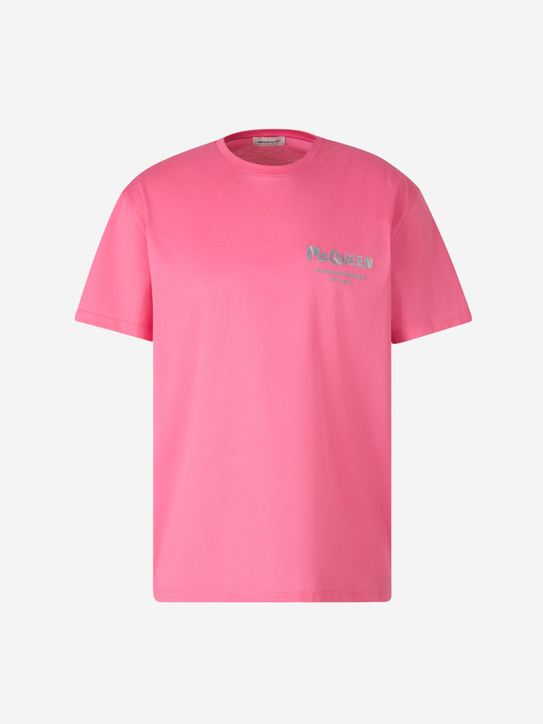 Alexander McQueen Camiseta Logo Bordado color Rosa sku 553-003190 02 - Foto 5