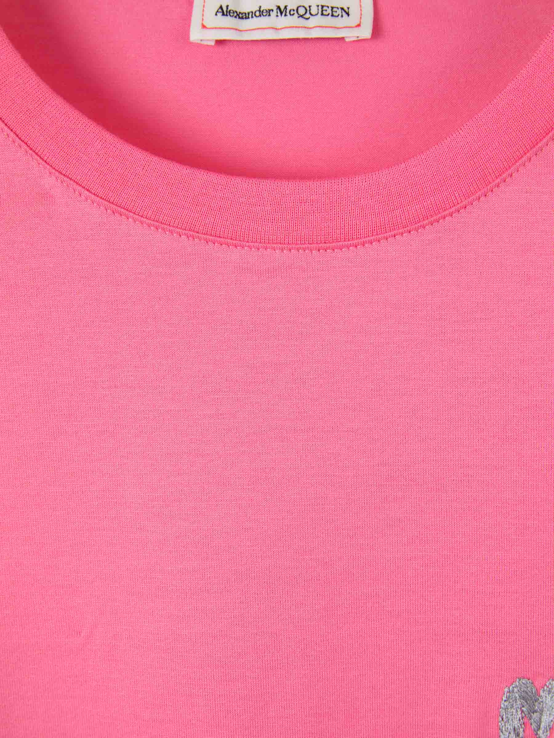 Alexander McQueen Camiseta Logo Bordado color Rosa sku 553-003190 02 - Foto 7