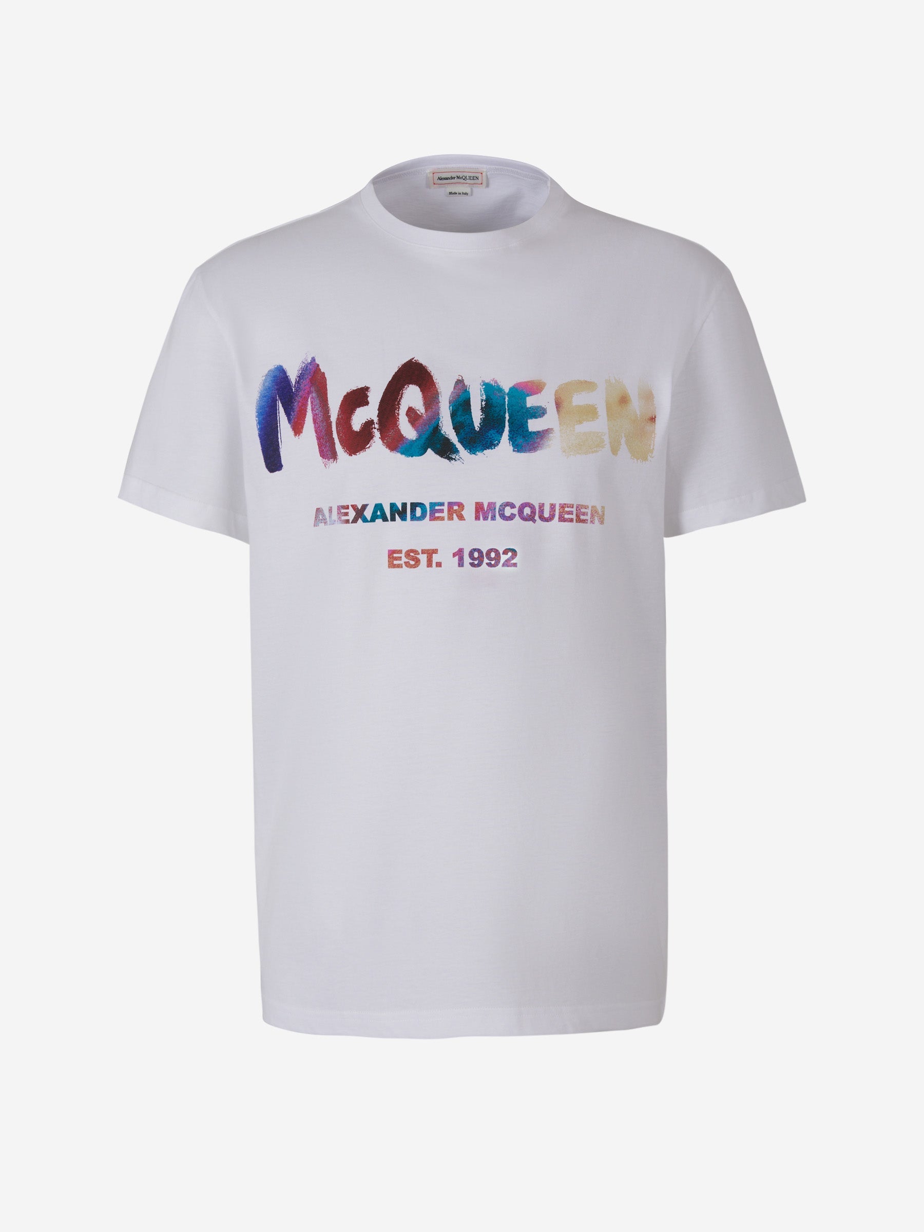 Alexander McQueen Camiseta Logo Motivo Acuarela color Blanco sku 553-003270 01 - Foto 1