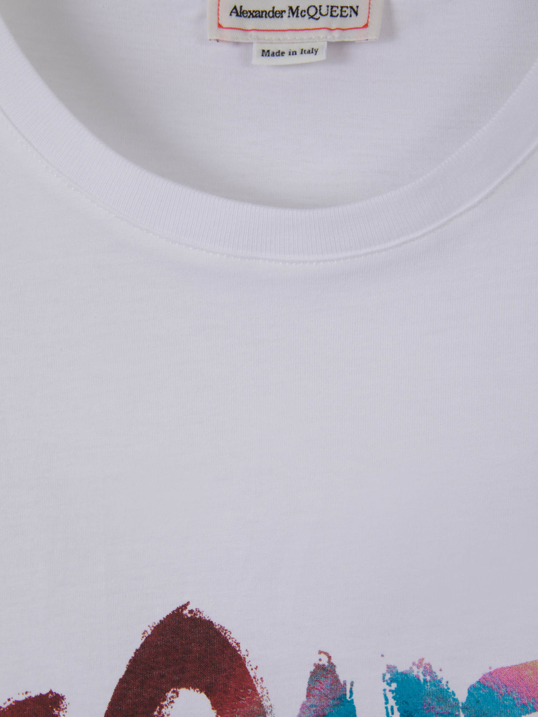 Alexander McQueen Camiseta Logo Motivo Acuarela color Blanco sku 553-003270 01 - Foto 4