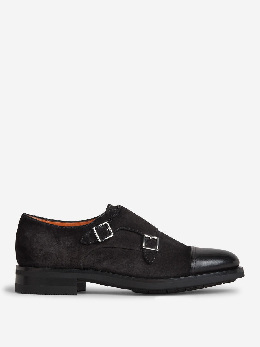 Outlet online Santoni Hombre Zapatos Monk Ante color Negro sku 611-003688 01 - Foto 4