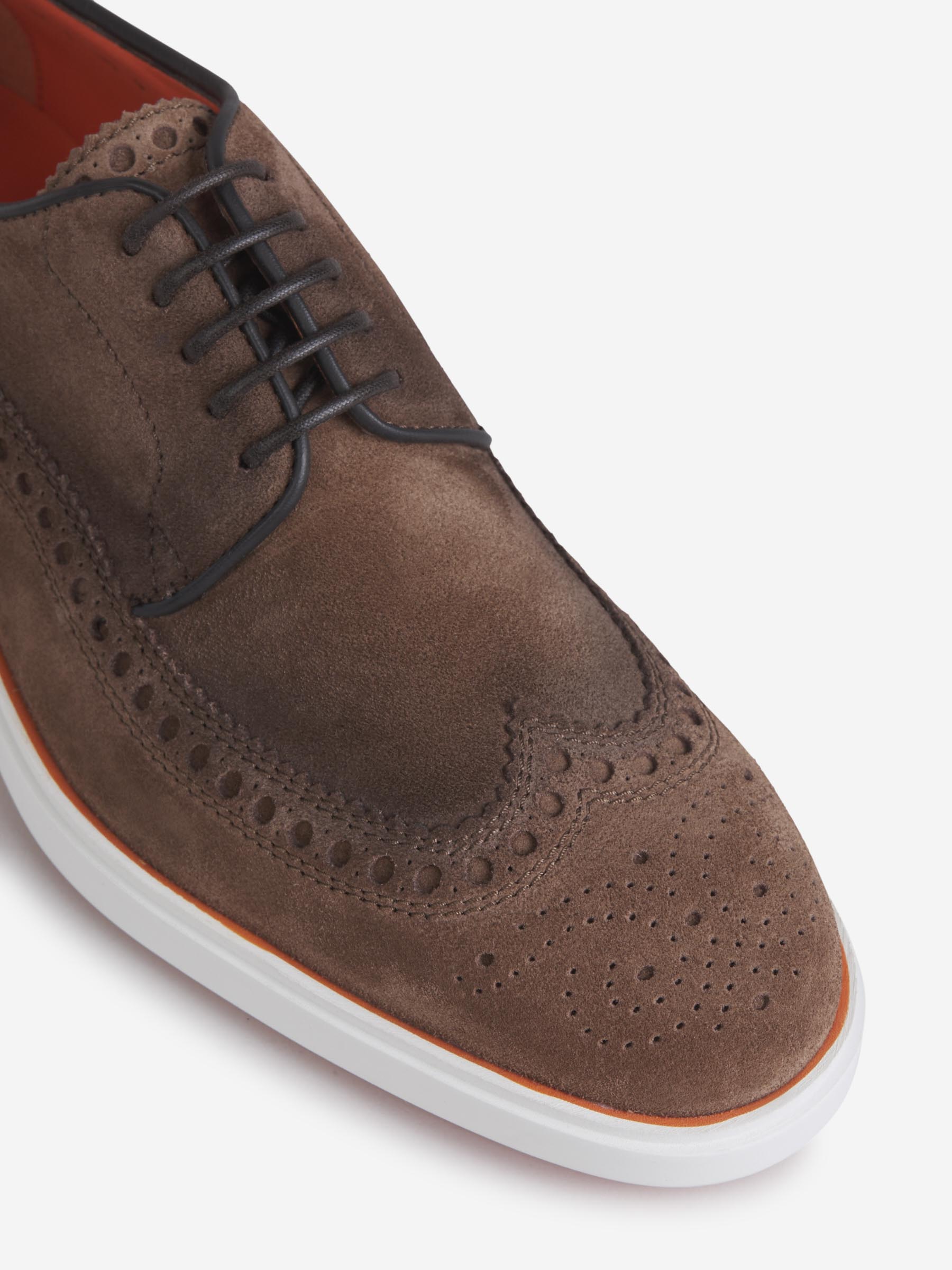 Outlet online Santoni Hombre Zapatos Derby Nobuck color Marrón sku 611-003933 01 - Foto 4