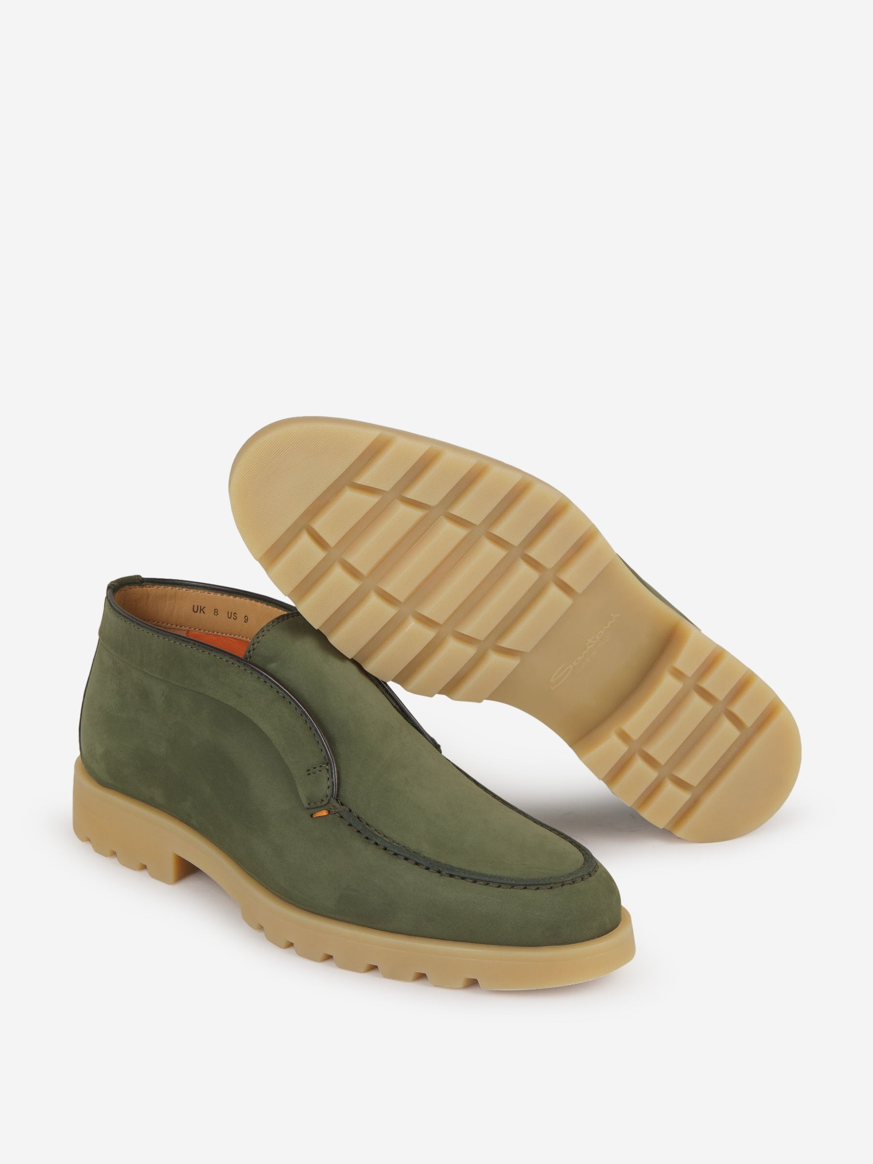 Outlet online Santoni Hombre Mocasines Altos Piel Ante color Verde Militar sku 611-004247 01 - Foto 4