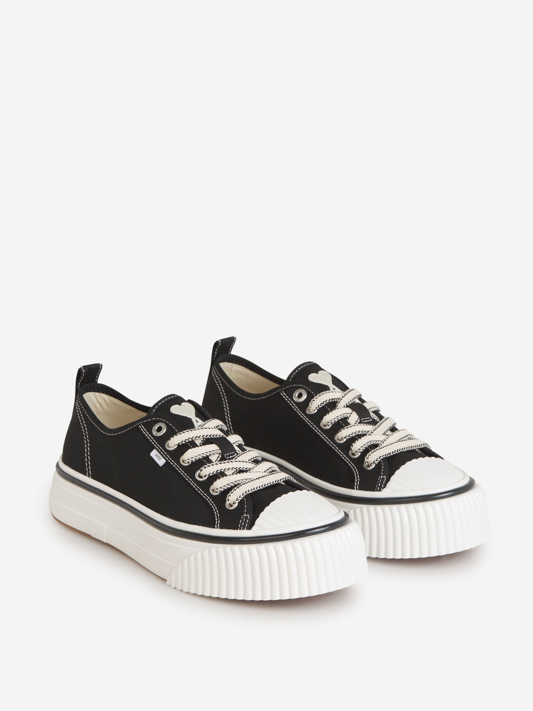 Outlet online Ami Paris Hombre Sneakers Lona Algodón color Negro sku 616-002141 01 - Foto 2