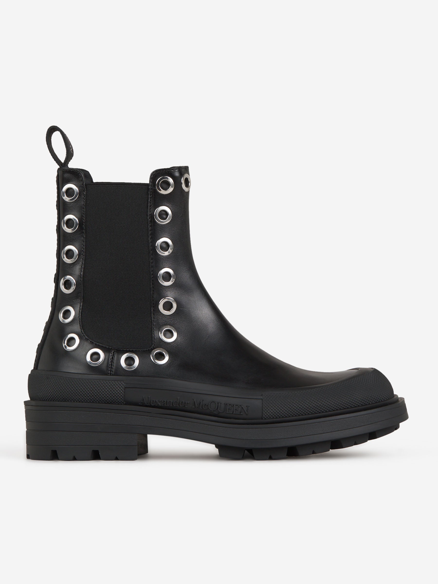 Alexander McQueen Botas Chelsea Stack color Negro sku 616-002180 01 - Foto 1