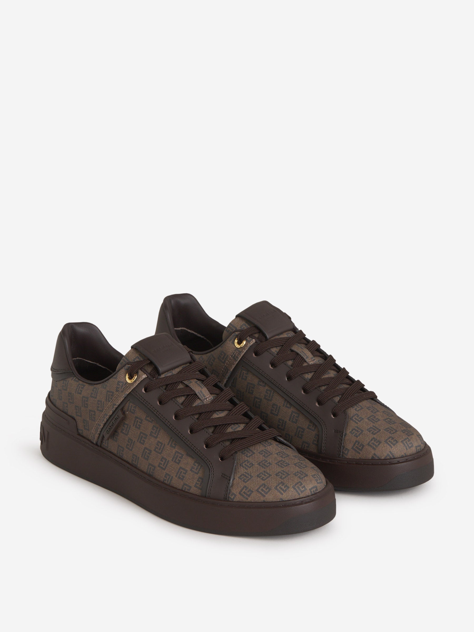 Outlet online Balmain Hombre Sneakers Monograma Piel color Marron Oscuro sku 616-002382 01 - Foto 2