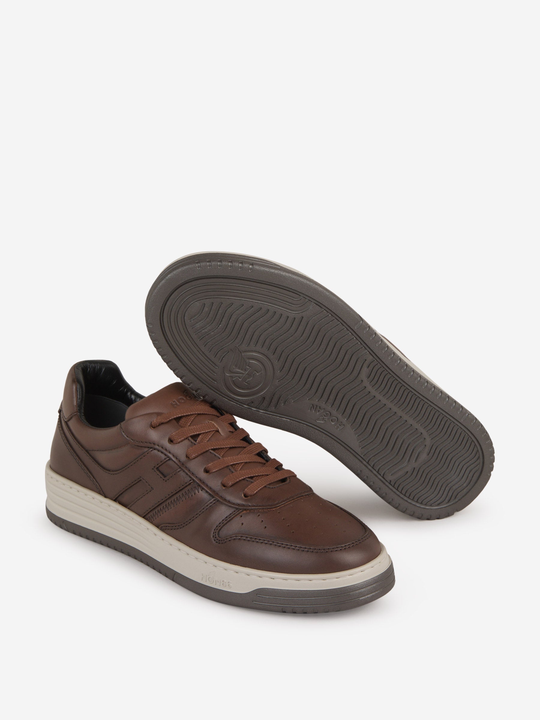 Outlet online Hogan Hombre Sneakers Paneles Piel color Marron sku 616-002439 01 - Foto 4