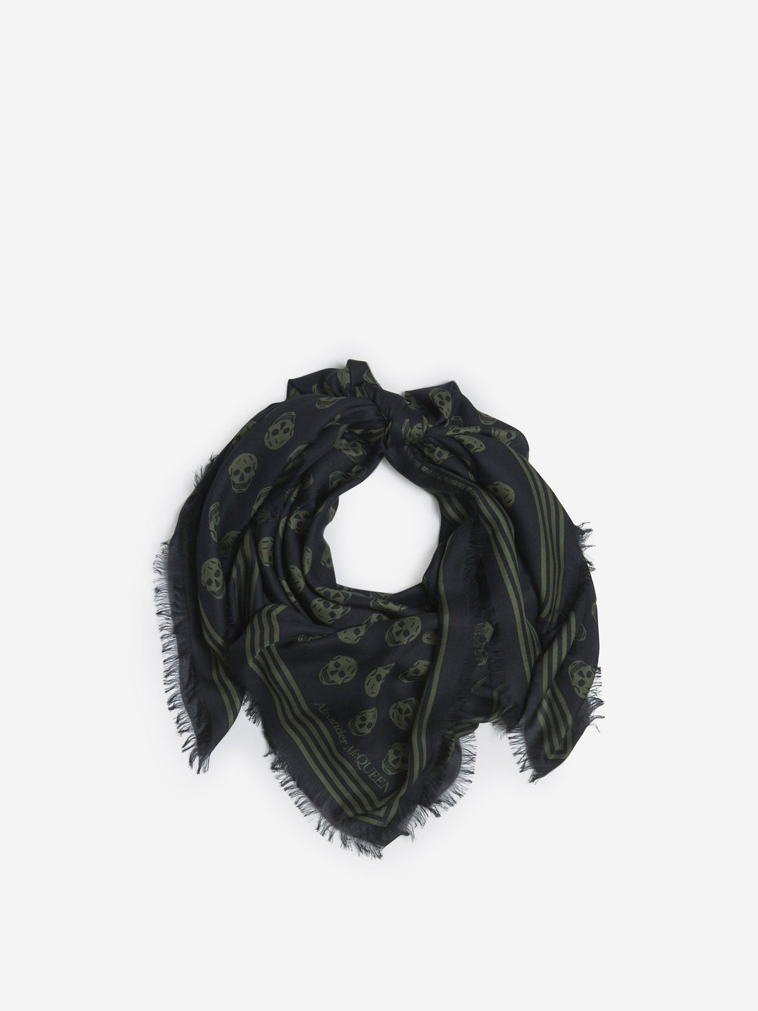 Alexander McQueen Fular Biker Skull color Verde Oscuro sku 630-001393 01 - Foto 1