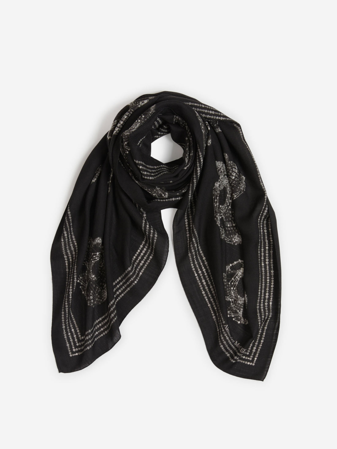 Alexander McQueen Fular Skull Lana color Negro sku 654-000272 01 - Foto 1