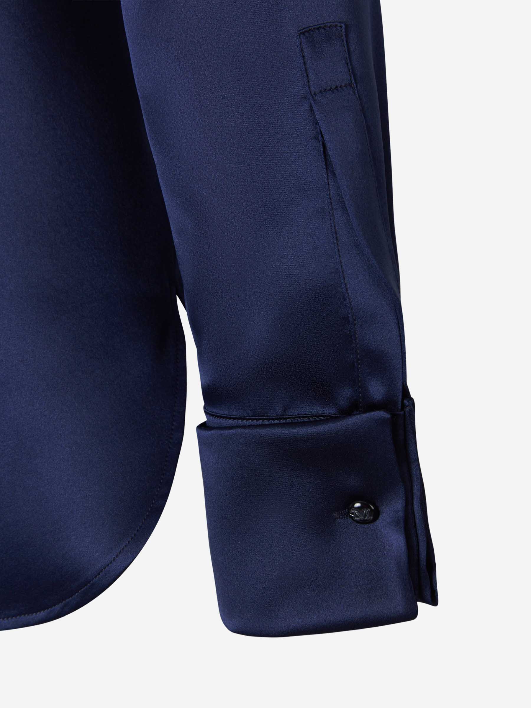 Max Mara Blusa Cuello Fular Seda color Azul Marino sku 701-001722 01 - Foto 4