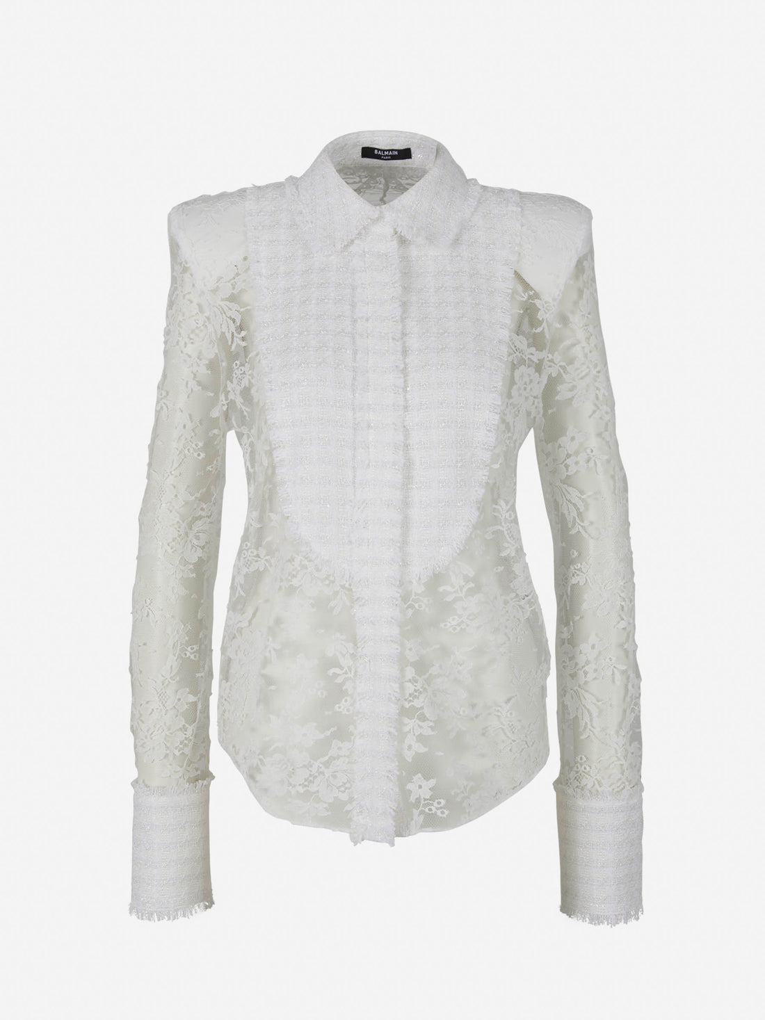 Balmain Camisa Tweed Encaje color Blanco sku 701-001778 01 - Foto 1