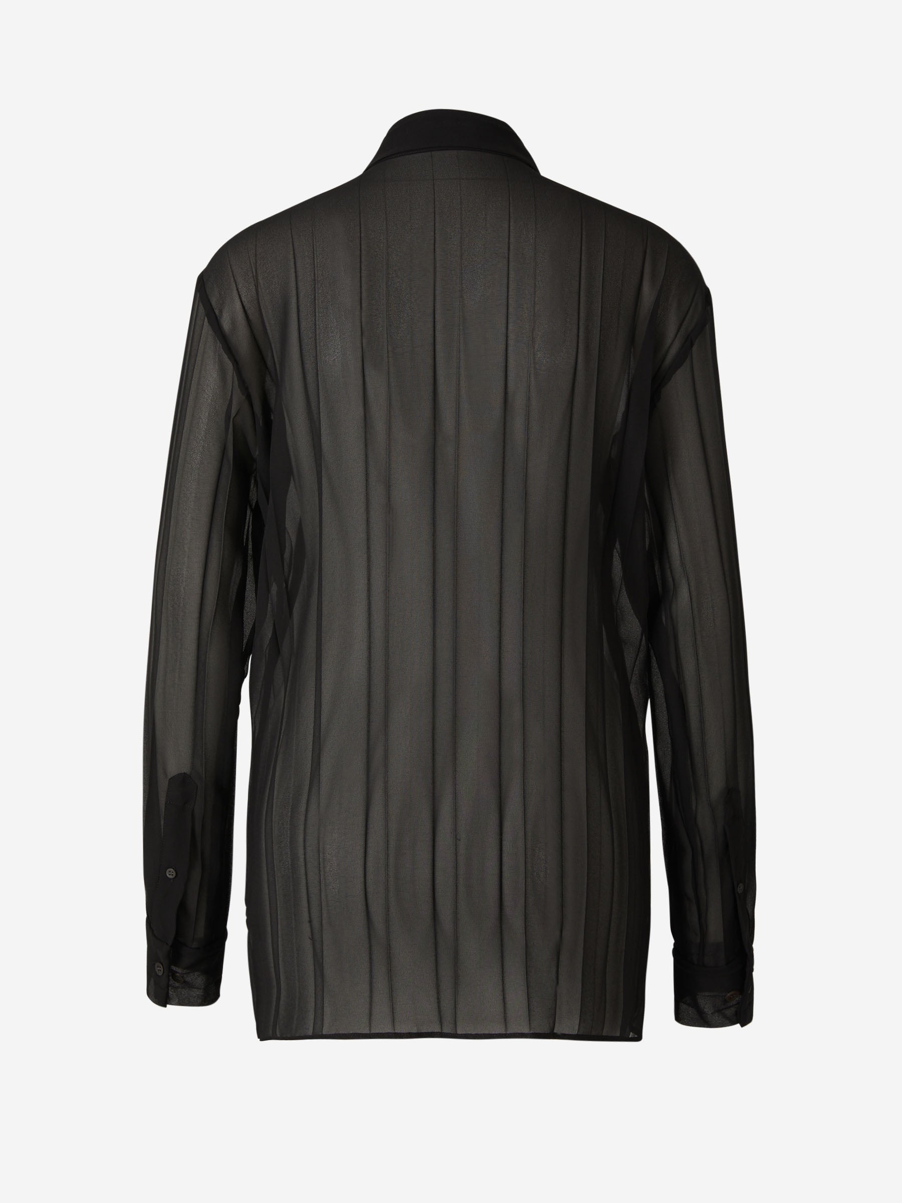 Dries Van Noten Camisa Plisada Transparente color Negro sku 701-001900 01 - Foto 2