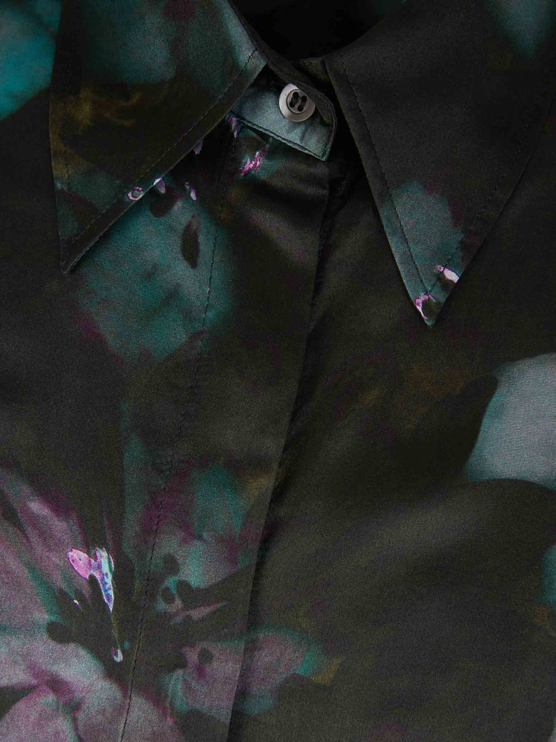 Dries Van Noten Camisa Seda Floral color Verde Oscuro sku 701-001985 01 - Foto 3