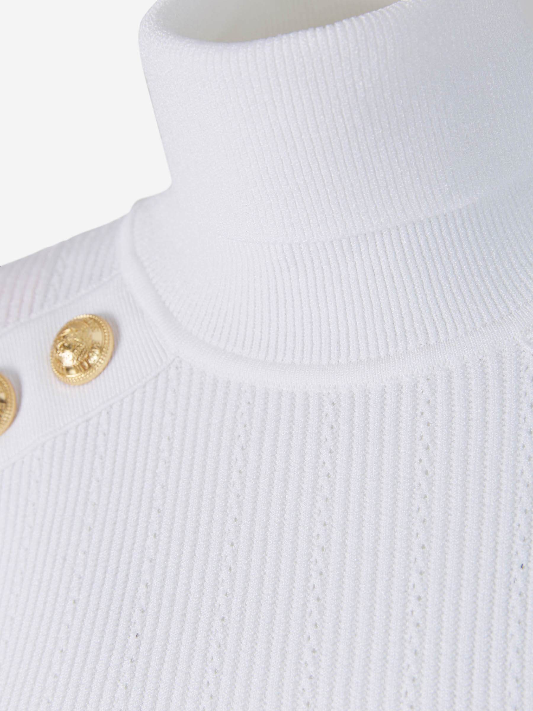 Balmain Jersey Punto Cuello Alto color Blanco sku 711-002848 01 - Foto 3
