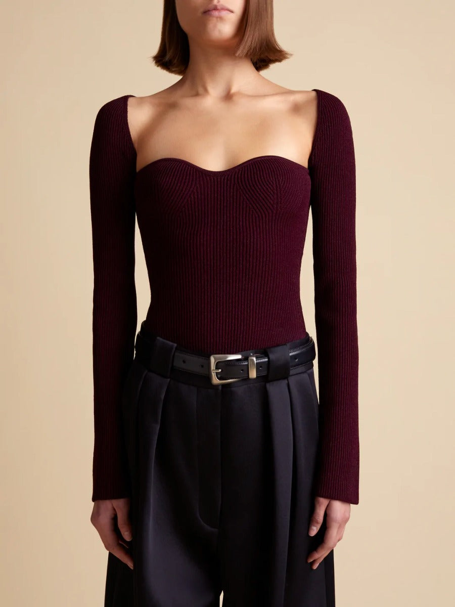 Khaite Top Canalé Maddy color Burdeos sku 711-002900 01 - Foto 5