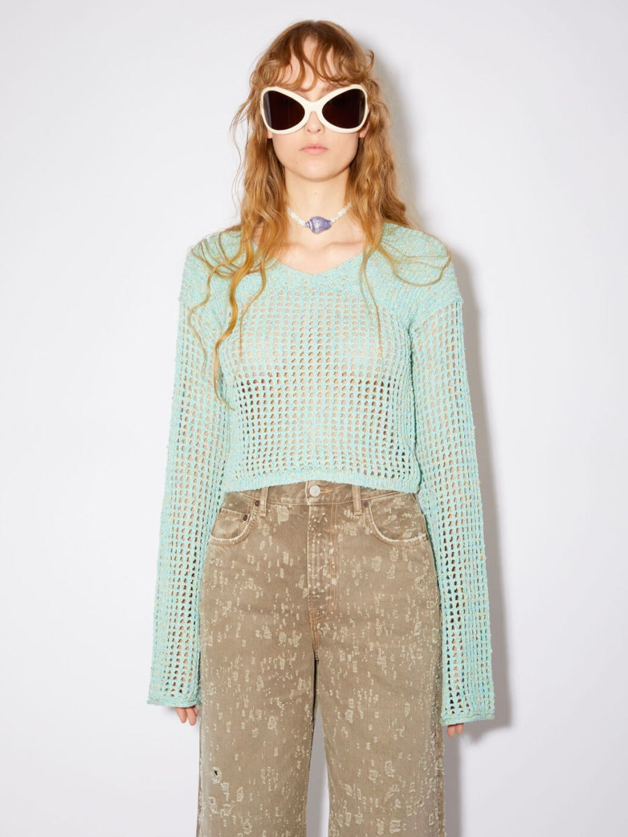 Outlet online Acne Studios Mujer Jersey Calado Cropped color Turquesa sku 711-002964 01 - Foto 2