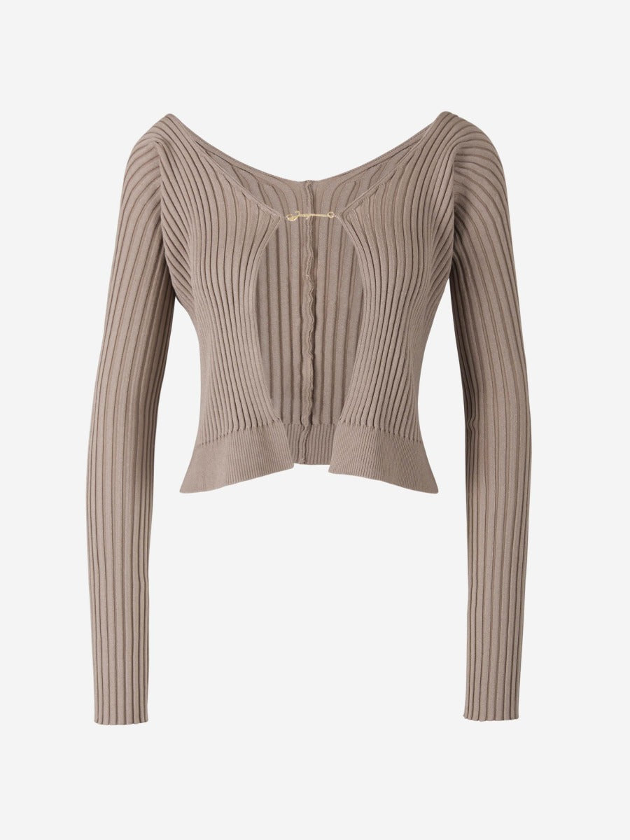 Jacquemus Cárdigan La Malle Pralù color Topo sku 713-000174 02 - Foto 3