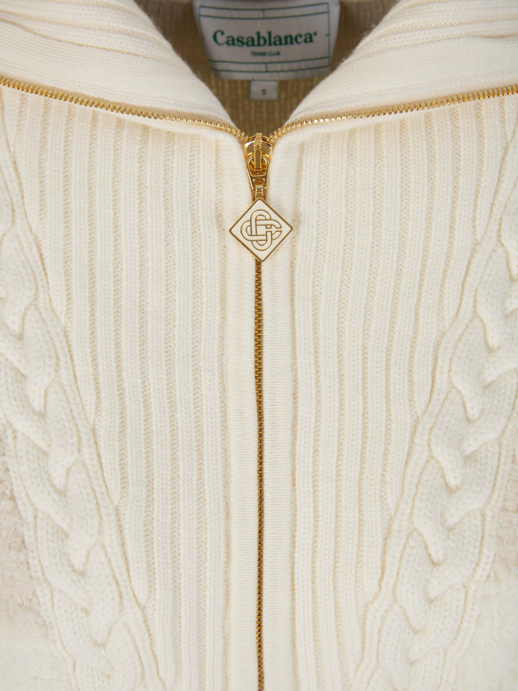 Casablanca Cárdigan Boucle Cuadros color Beis sku 713-000231 01 - Foto 3