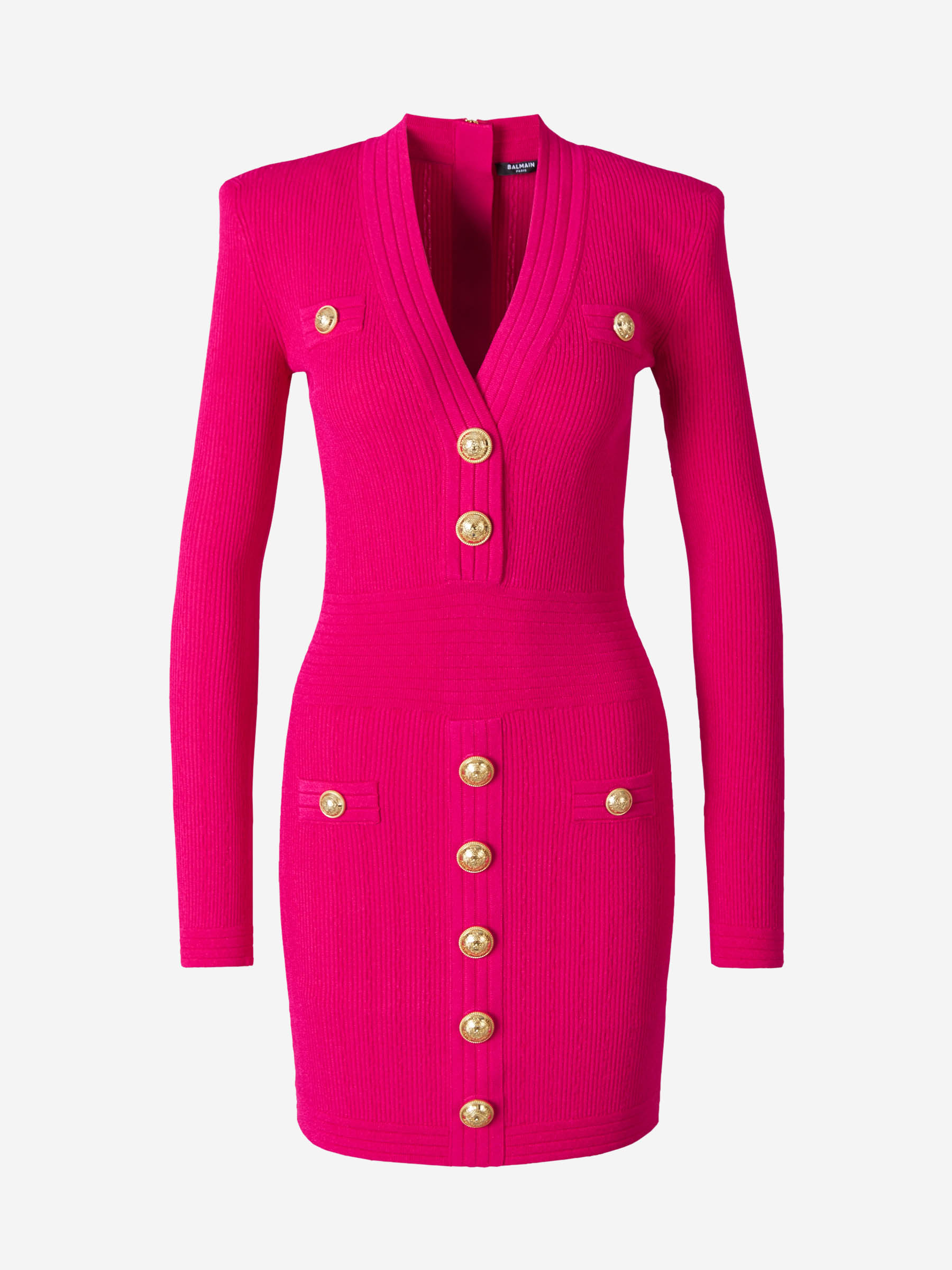 Balmain Vestido Punto Canalé color Fucsia sku 731-005521 01 - Foto 1