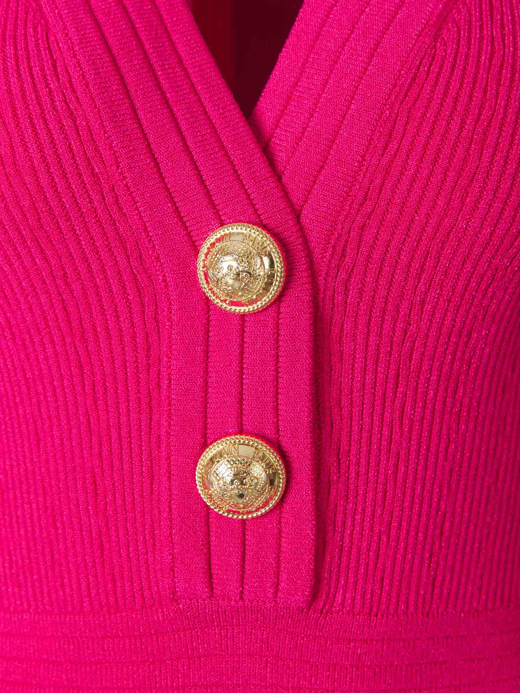 Balmain Vestido Punto Canalé color Fucsia sku 731-005521 01 - Foto 3