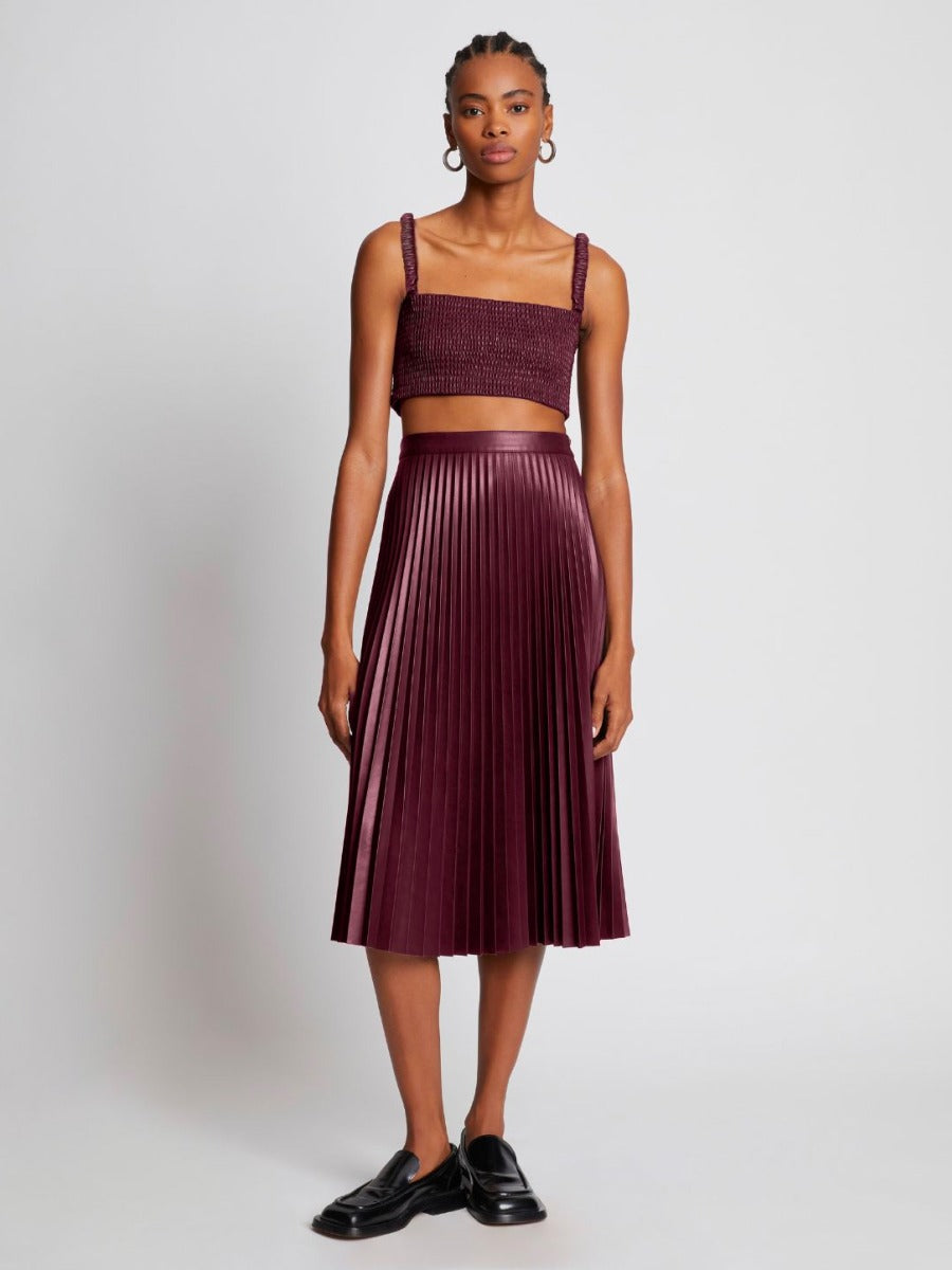 Proenza Schouler Falda Plisada Piel Sintética color Burdeos sku 750-001214 01 - Foto 5