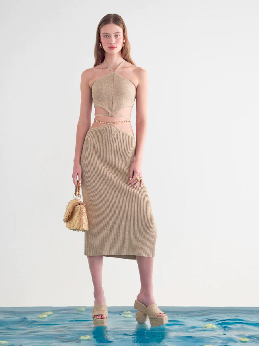 Cult Gaia Falda Punto Zariana color Topo sku 750-001289 01 - Foto 5