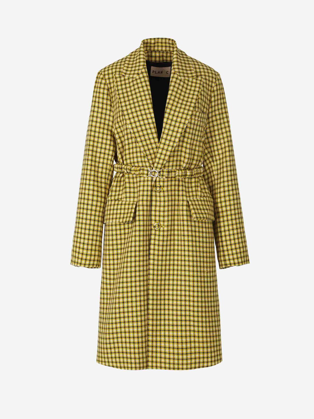 Plan C Abrigo Cuadros Tartán color Amarillo sku 771-001382 01 - Foto 1