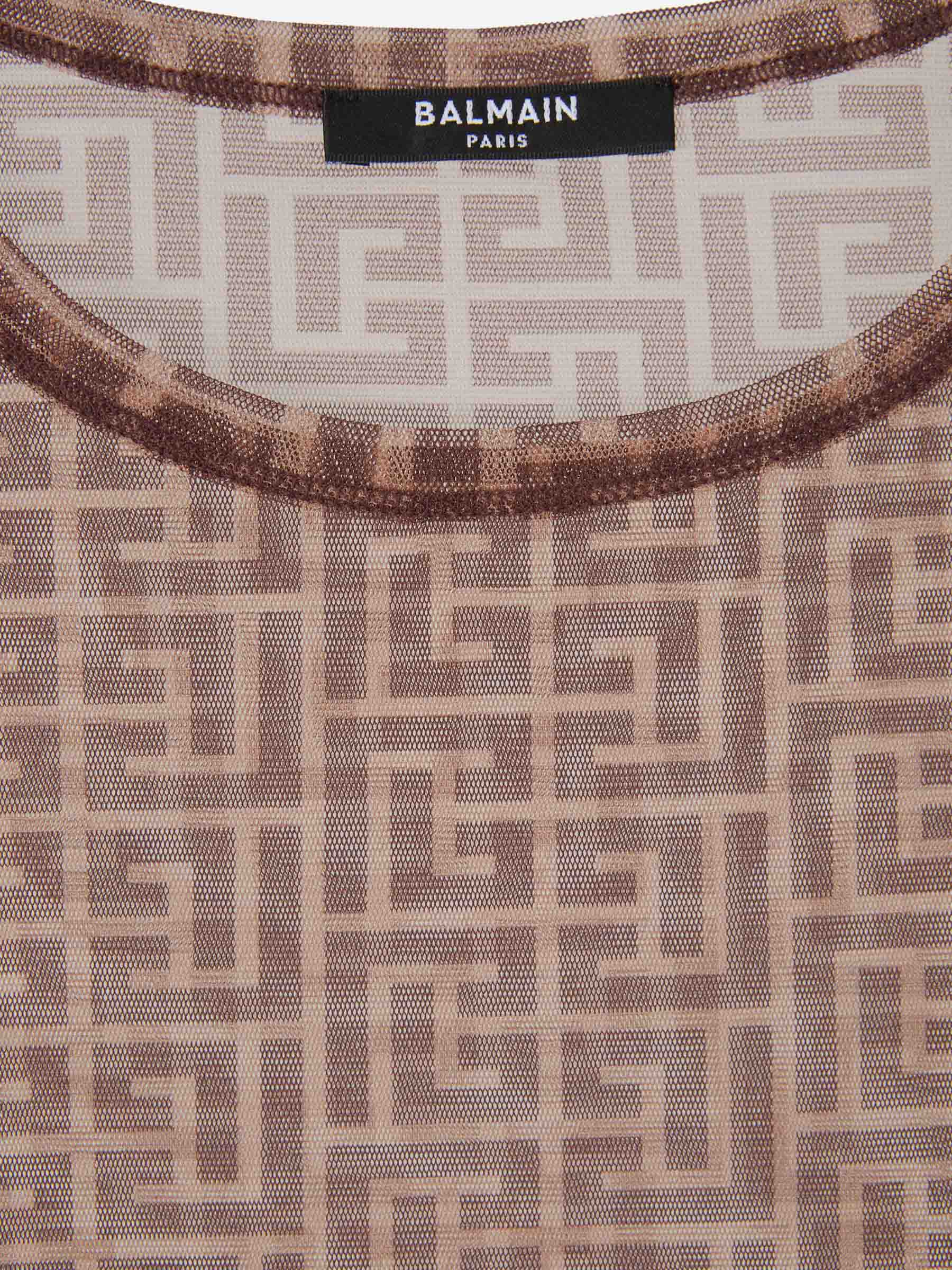 Balmain Camiseta Monograma Semitransparente color Marrón sku 782-001487 01 - Foto 3