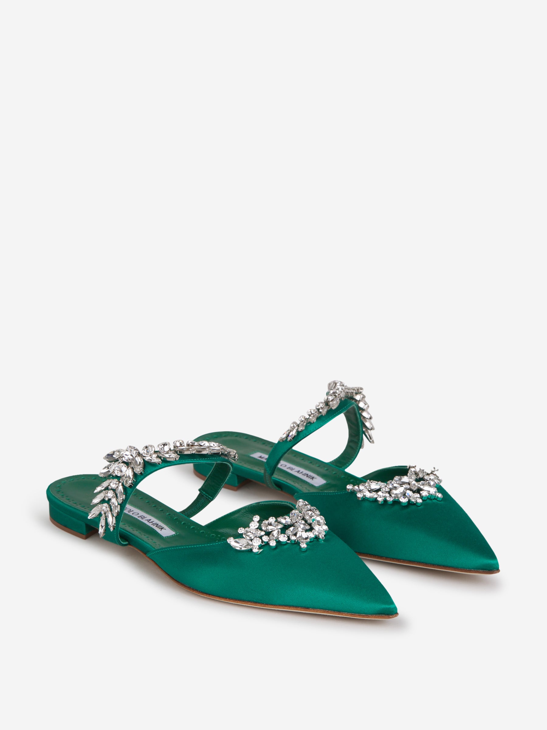 Outlet online Manolo Blahnik Mujer Mules Lurumflat Seda color Verde Azulado sku 800-004660 01 - Foto 2