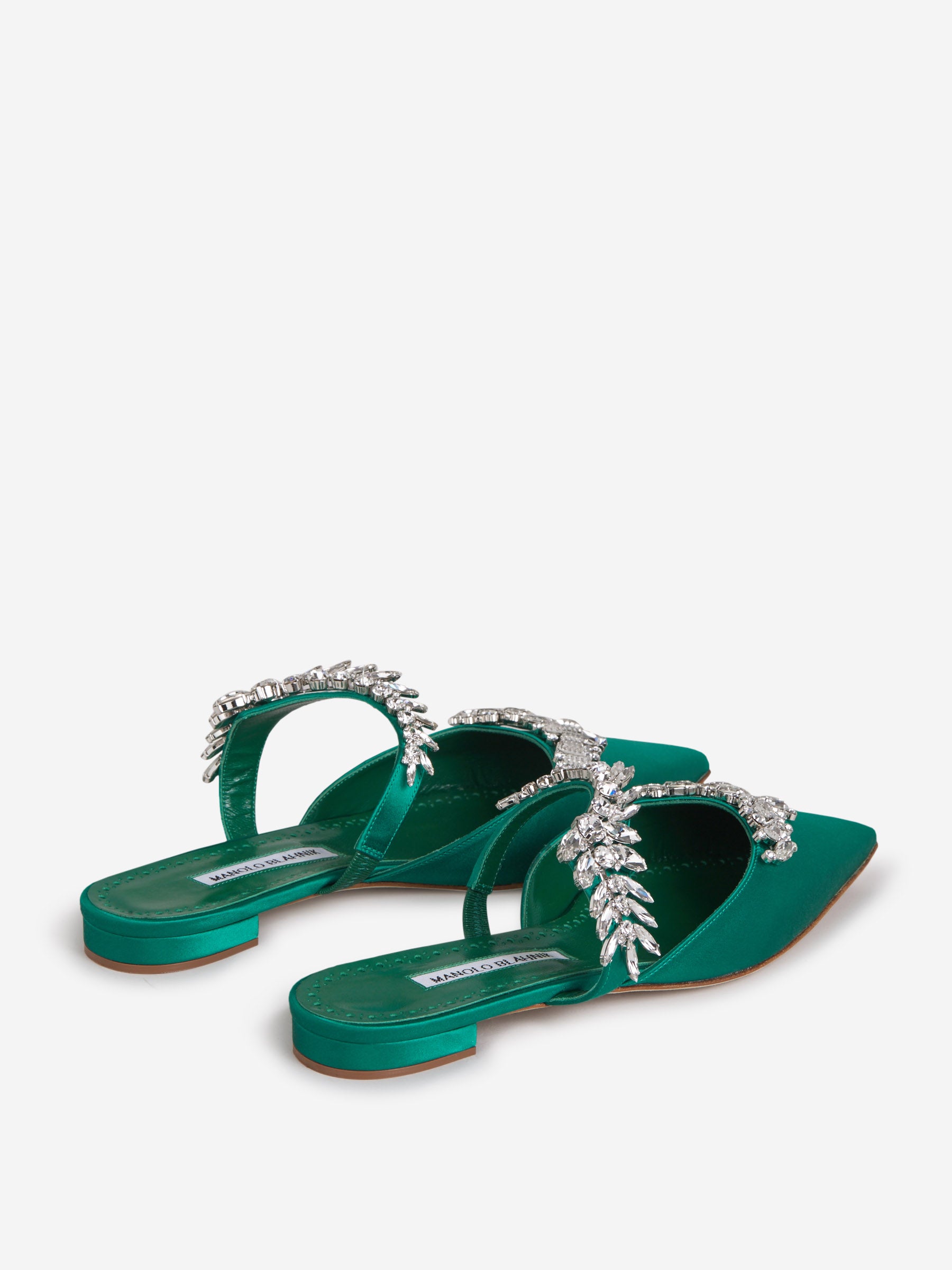 Outlet online Manolo Blahnik Mujer Mules Lurumflat Seda color Verde Azulado sku 800-004660 01 - Foto 3