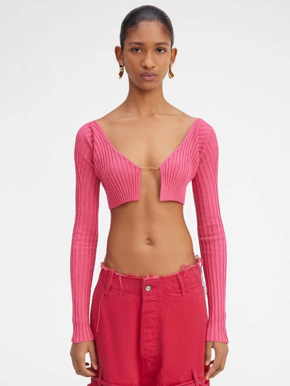 Jacquemus Cárdigan La Maille Pralu color Fucsia sku 713-000210 02 - Foto 2