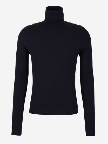 Outlet online Balmain Hombre Jersey Cuello Vuelto Lana color Azul Noche sku 542-002245 00 - Foto 1