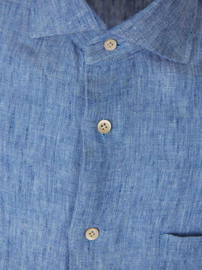 Outlet online Santa Eulalia Hombre Camisa Fluida Lino color Azul sku 532-000570 01 - Foto 3