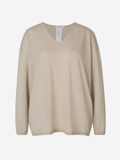 Outlet online Max Mara Mujer Jersey Cuello V Cachemir color Beis sku 711-003134 01 - Foto 1