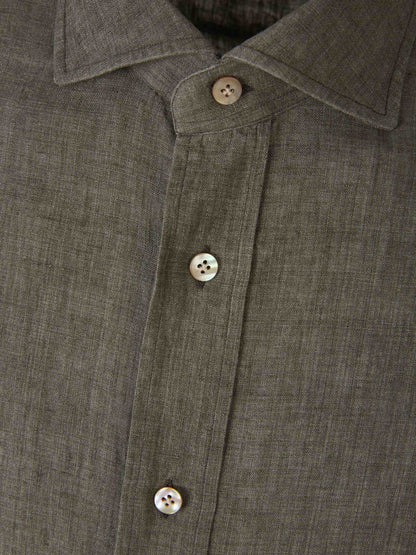 Outlet online Santa Eulalia Hombre Camisa Manga Corta Lino color Verde Militar sku 532-000569 02 - Foto 3