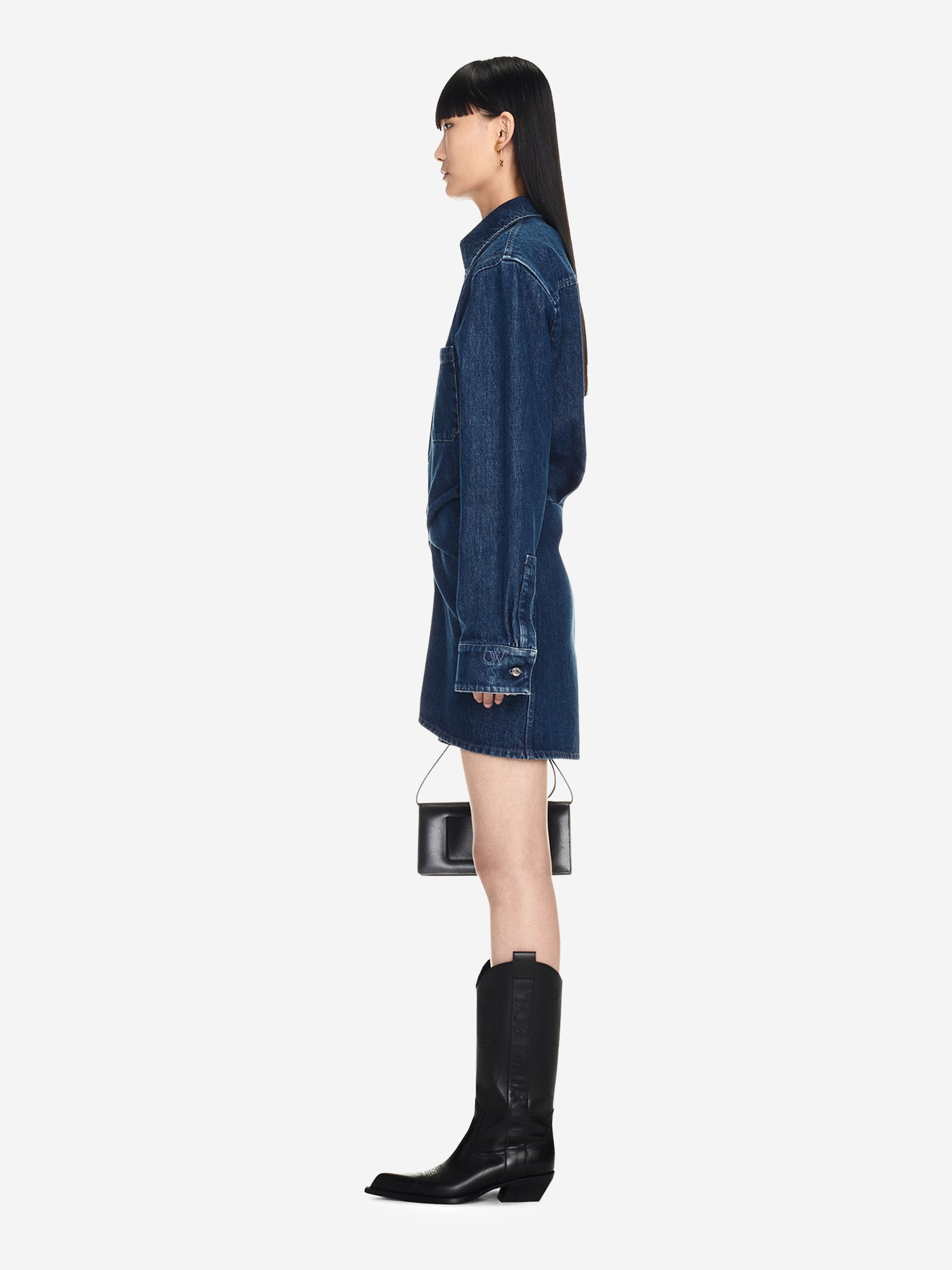 Off-White Vestido Mini Camisero color Azul Denim Oscuro sku 731-005867 01 - Foto 3