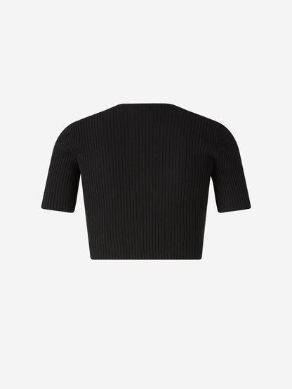 Outlet online Courrèges Mujer Top Acanalado Logo color Negro sku 711-003223 01 - Foto 3
