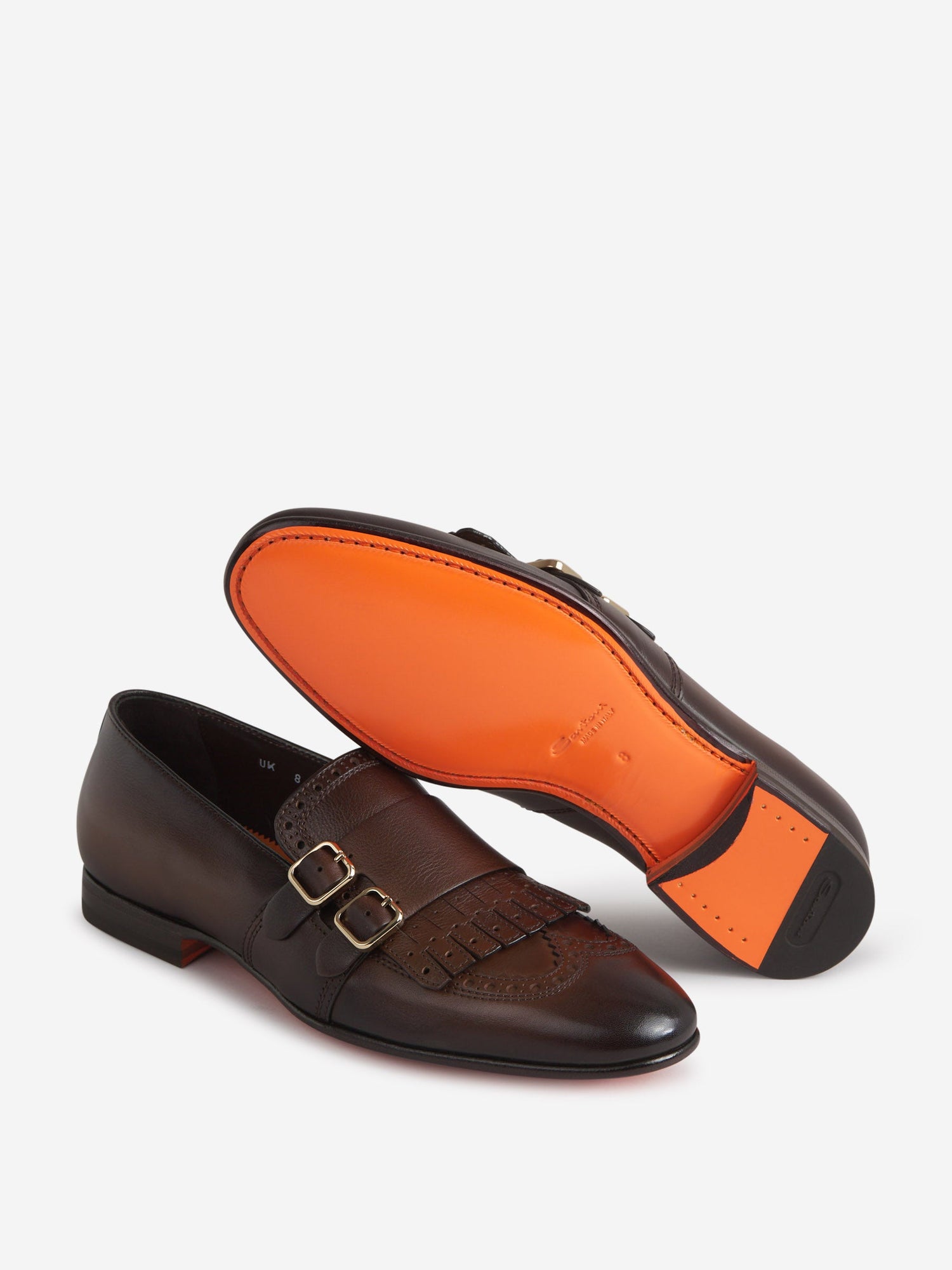 Outlet online Santoni Hombre Mocasines Doble Hebilla Flecos color Marrón Oscuro sku 611-004408 01 - Foto 4