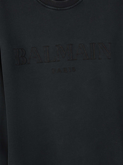 Outlet online Balmain Hombre Sudadera Sin Capucha Logo Algodón color Gris Antracita sku 545-001570 02 - Foto 5