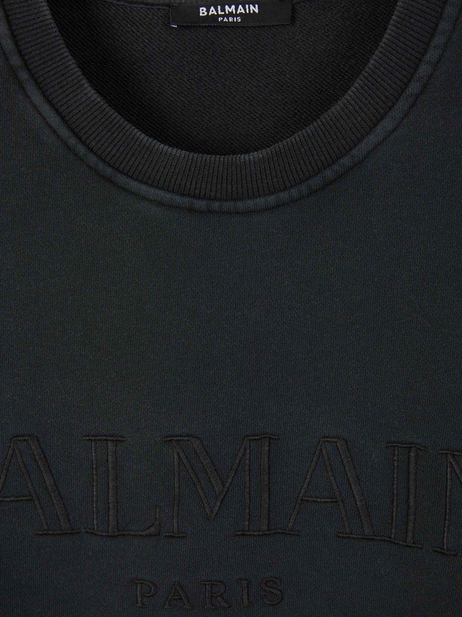 Outlet online Balmain Hombre Sudadera Sin Capucha Logo Algodón color Gris Antracita sku 545-001570 02 - Foto 3