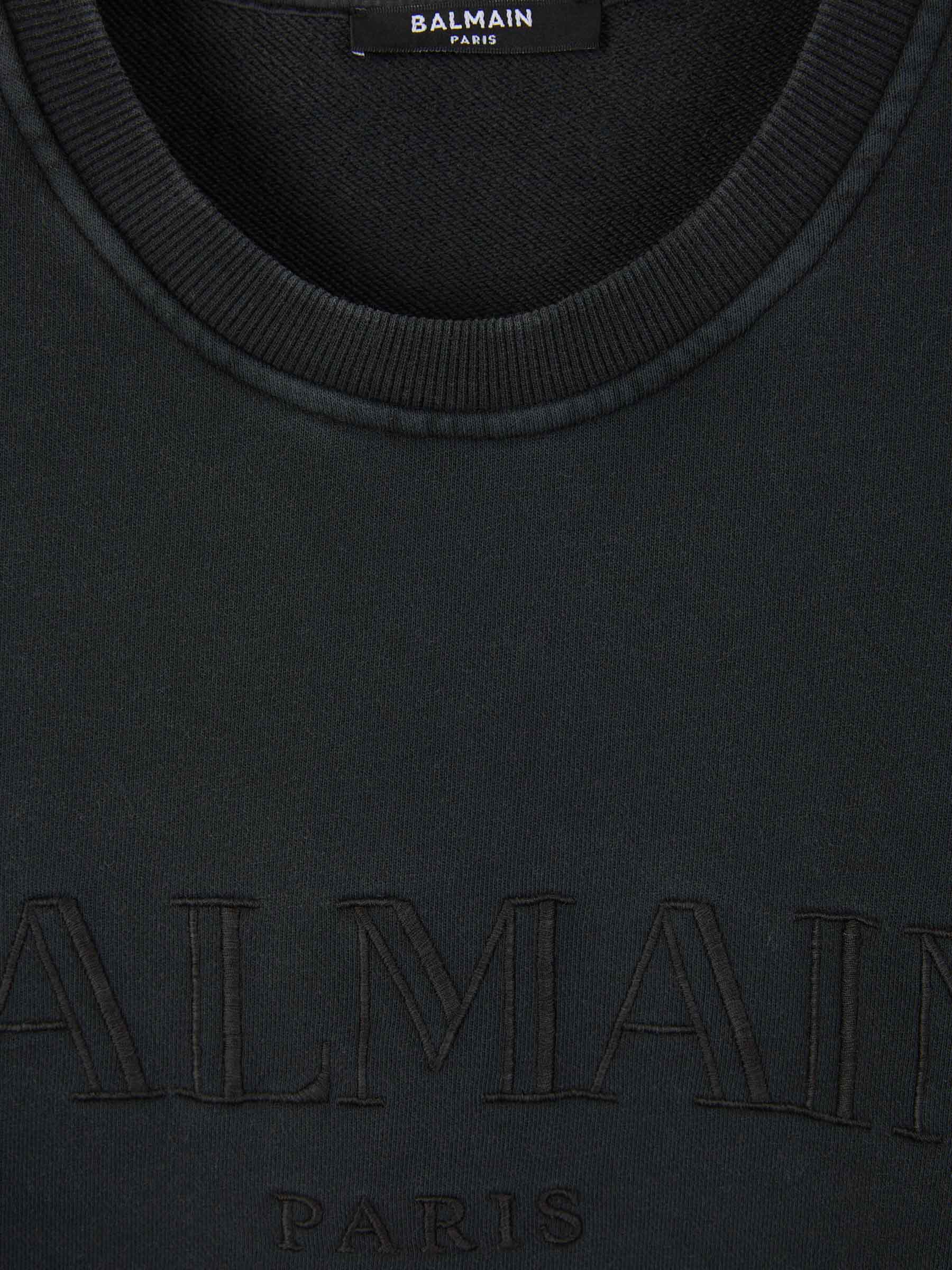 Outlet online Balmain Hombre Sudadera Sin Capucha Logo Algodón color Gris Antracita sku 545-001570 02 - Foto 3