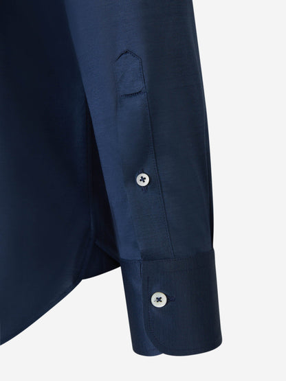 Outlet online Canali Hombre Camisa Punto Algodón color Azul Marino sku 531-005596 04 - Foto 4