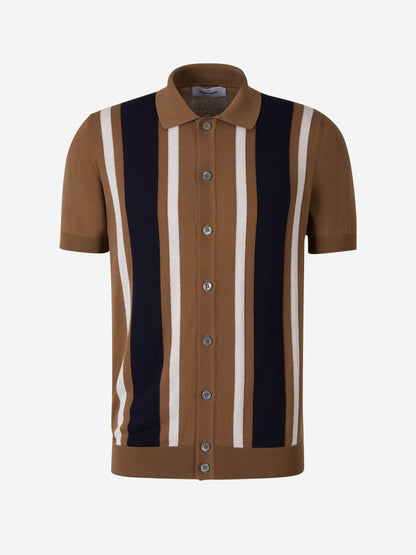 Outlet online Gran Sasso Hombre Polo Botones Motivo Rayas color Marrón sku 552-001487 01 - Foto 1