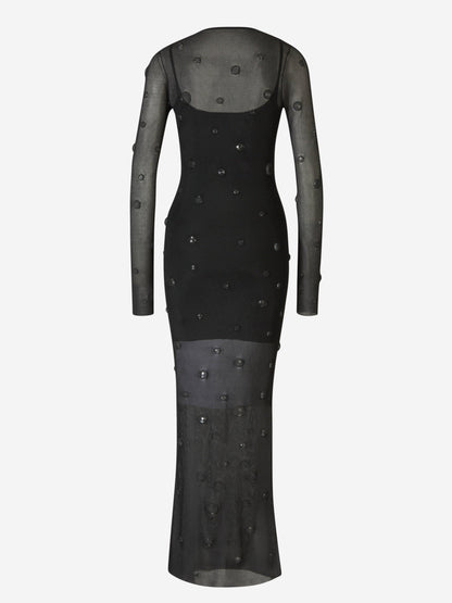 Outlet online Alexander Wang Mujer Vestido Midi Gemas Semitransparente color Negro sku 732-001376 01 - Foto 3