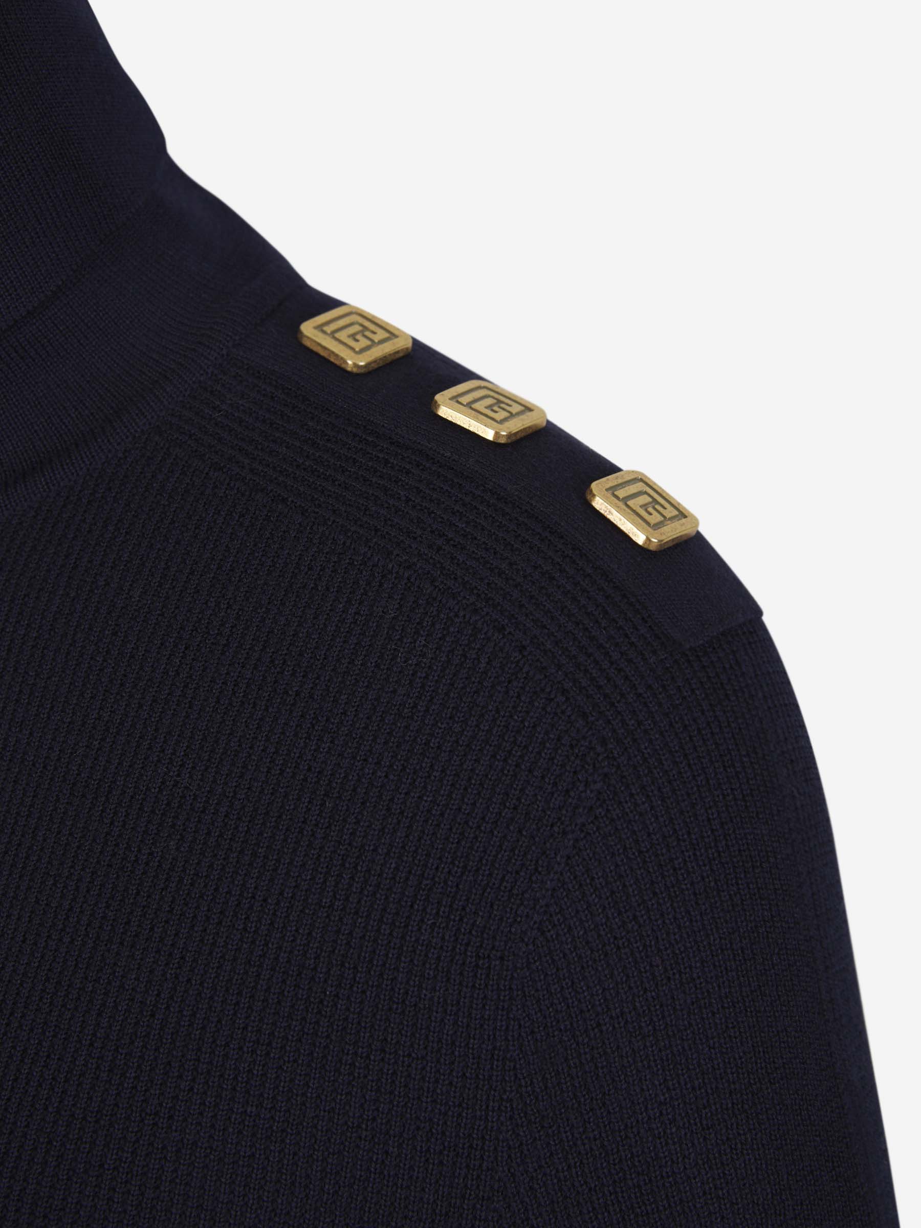 Outlet online Balmain Hombre Jersey Cuello Vuelto Lana color Azul Noche sku 542-002245 00 - Foto 4