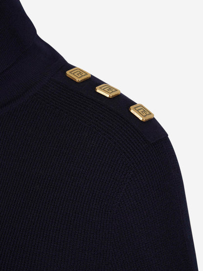 Outlet online Balmain Hombre Jersey Cuello Vuelto Lana color Azul Noche sku 542-002245 00 - Foto 4