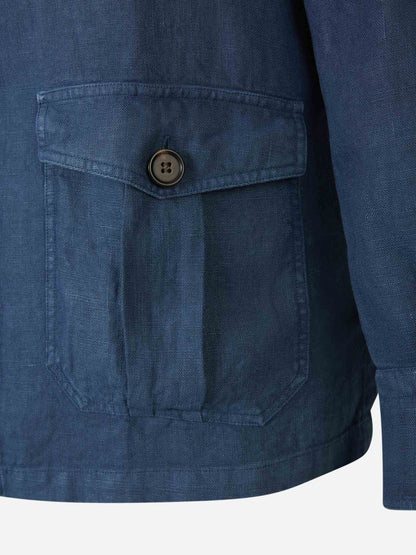 Outlet online Vincenzo di Ruggiero Hombre Cazadora Lino color Azul sku 512-002164 02 - Foto 5