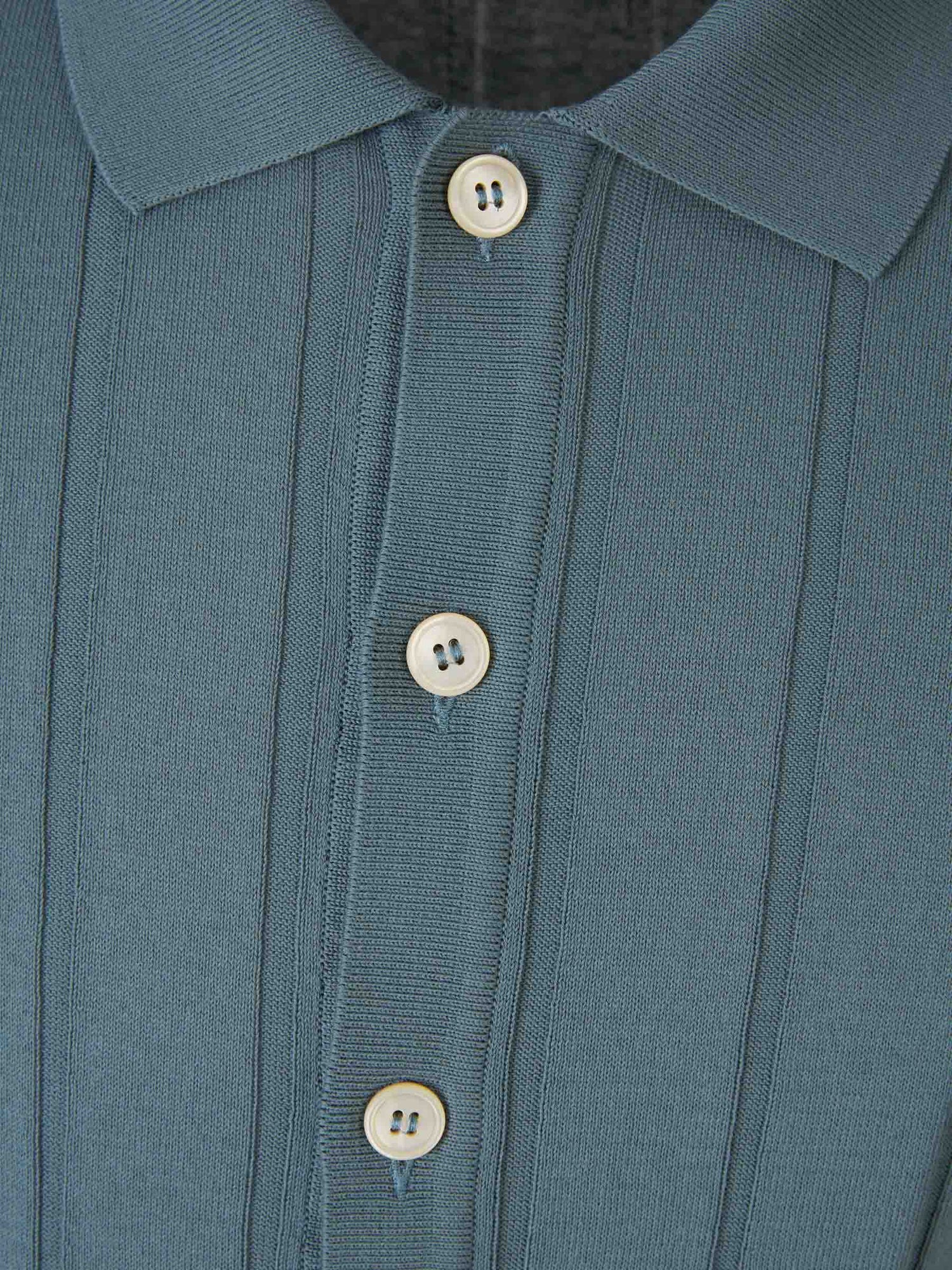 Outlet online Gran Sasso Hombre Polo Abierto Acanalado color Azul sku 552-001486 02 - Foto 3
