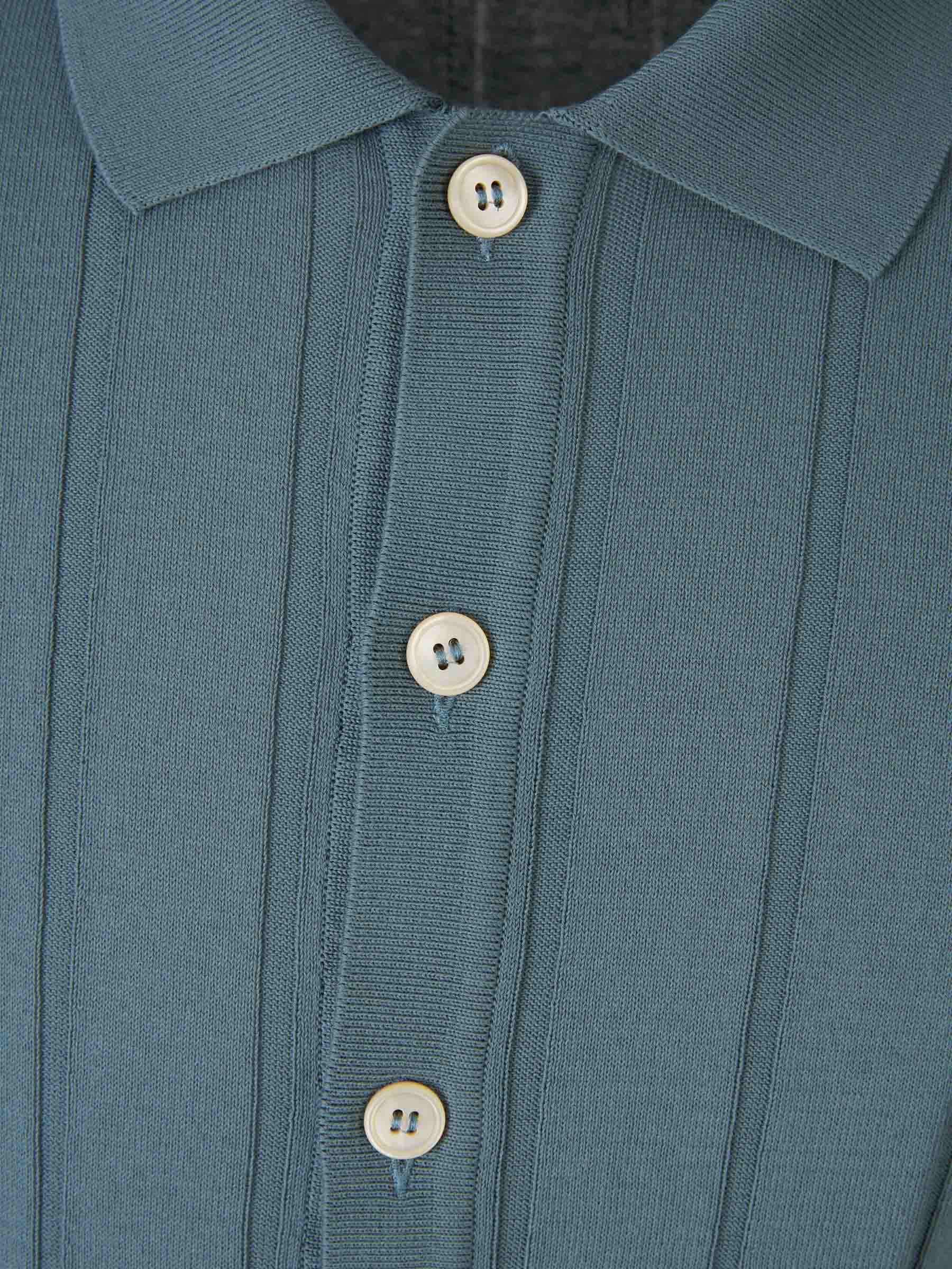Outlet online Gran Sasso Hombre Polo Abierto Acanalado color Azul sku 552-001486 02 - Foto 3