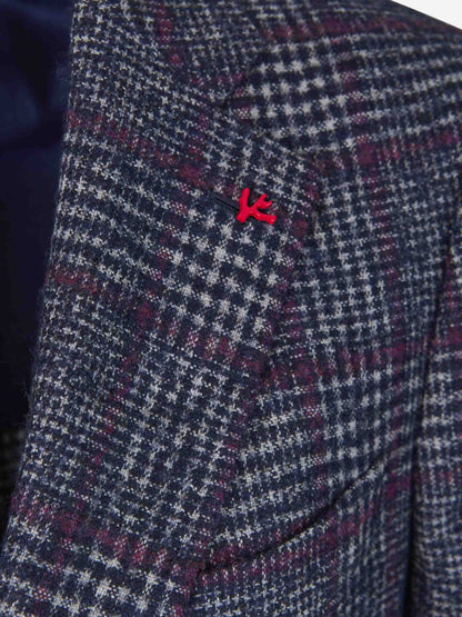 Outlet online Isaia Hombre Americana Motivo Cuadros color Azul Noche sku 302-003216 01 - Foto 3